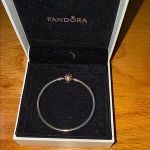 Pandora Silver Bracelet with Rose Gold Bead